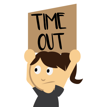 A child holding a sign that says 'time out'