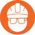 A stylized rendition of a worker in a hard hat
